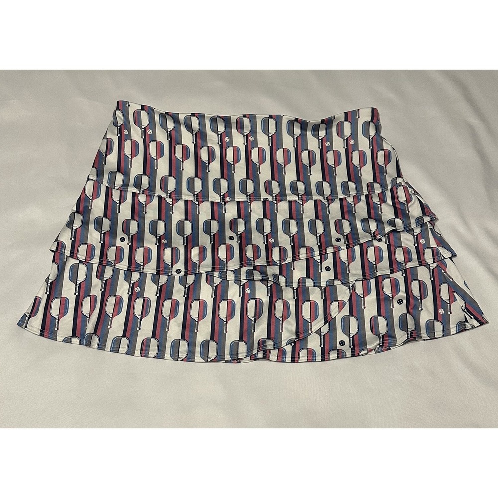 Lucky in Love Skort Womens XL Pickleball Paddle Print Tiered Ruffle Tennis Skirt - Picture 5 of 5